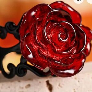Vintage Gothic Red Rose Ring